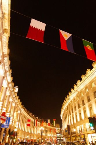The Filipino flag flies proudly over majestic Regent Street, London
