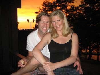 Mark and I on the porch at Lake Barkley, on our family vacation. I think it was about 106 degrees here, at 7 p.m. at night.
