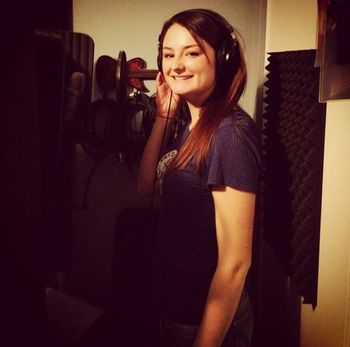 Sabrina Charlebois laying down some vocals for her album

