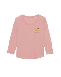 Modèle Femme Stella Waver Slub Canyon Pink | Le T-shirt manches 3/4 femme à emmanchure descendue