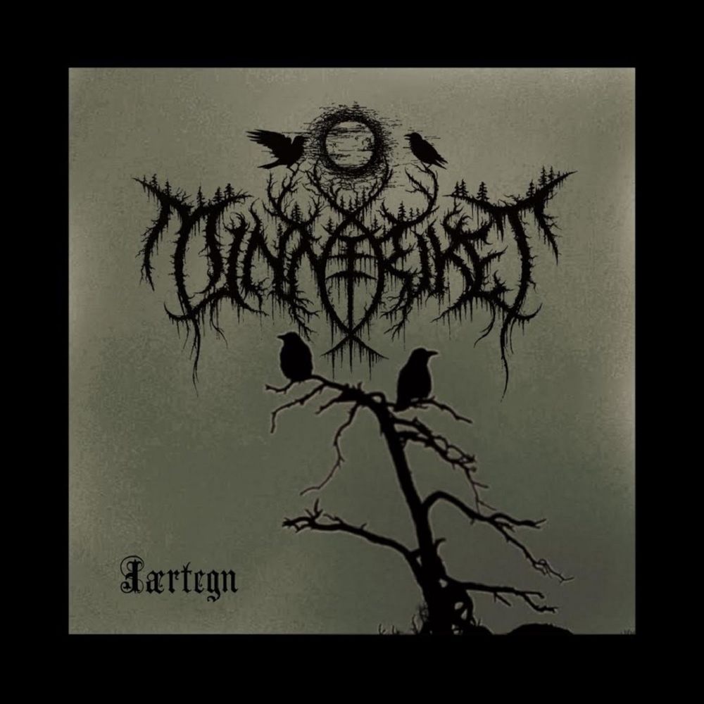 Album cover for the single Jærtegn... by Stein Akslen's Norwegian black metal band Minneriket. Logo by Christophe Szjapdel. Hugin og Munin Artwork by Stein Akslen