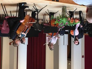 Cellists Michael DeBruyn, Alexandra Thompson, Bronwyn Banerdt and Charlie Powers perform in the Pittsburgh Cello Quartet

