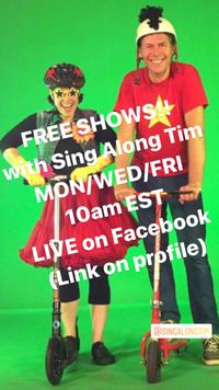 Live Streaming on Sing Along Tim's Facebook Page starting Monday March 23rd 10 am