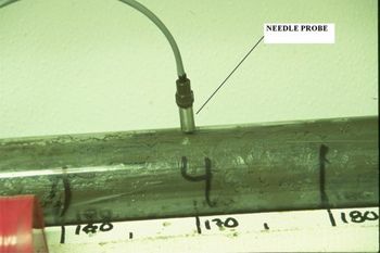 Needle-probe thermal conductivity measurements on lined cores.
