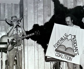 Foothill Musician Coalition pledge drive with Peter Wilson, 1982
