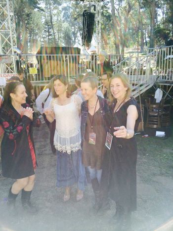 L-R with my friends and voice students Frances Hellman, Tricia Hellman Gibbs, me and Judith Hellman at Hardly Strictly Bluegrass.
