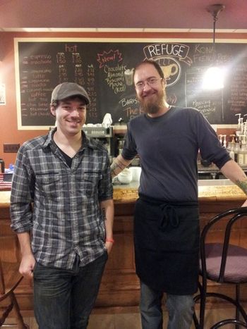 Kurt Scobie with Cory the barista. He makes a mean Italian sandwich. Nice guy, too!
