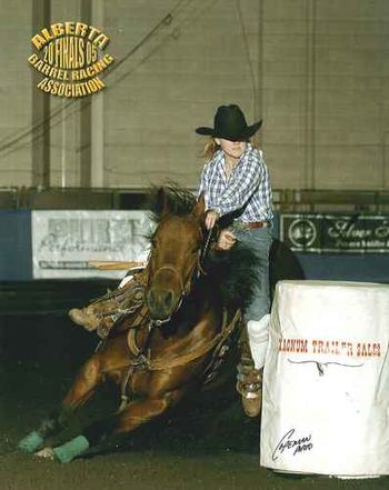 Biscuit 1998 grade Bay Mare Sonita's Power Stroke x Apply The Patch Futurity & Derby Top Ten Qualifier & Money Earner Now owned and ridden by Shayna Dodds National Highschool Rodeo Finals Pole Bending and Barrel Racing qualifier. Amatuer Circuit Barrel Racing Finalist

