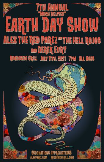 www.alexparez.com Alex The Red Parez and The Hell Rojos - Derek Evry - Rhodeside Grill 7-11-21 7pm Poster by Adam Neubauer
