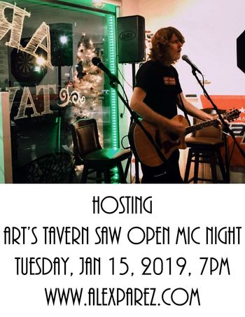 Hosting Art's Tavern SAW (Songwriters' Association of Washington DC) Open Mic Night 1-15-19, 7pm www.alexparez.com

