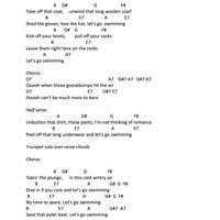 Let's Go Swimming - Lyrics with Chords in A
