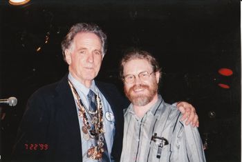 Ted & David Amram after performing together with the Mighty Manatees at the Book of the Beats release in New York City at the Bitter End
