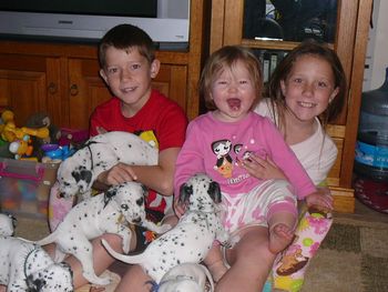 Thomas, Bri & Emily with Max's puppies
