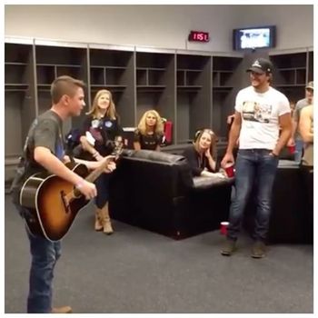 Playing songs backstage with Luke
