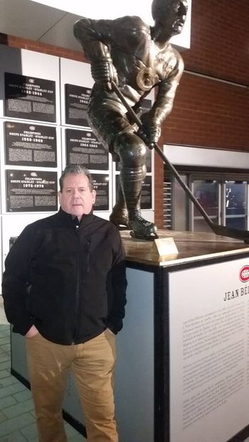 At the Bell Centre in Montreal hanging in front of Jean Beliveau's statue
