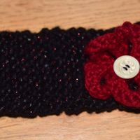 Red Glitter Headband with Red Flower