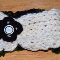 Thick Multicolored Headband with Black Flower