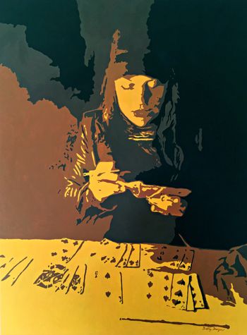 'Lantern Lit Rummy' acrylic on canvas 30x40
