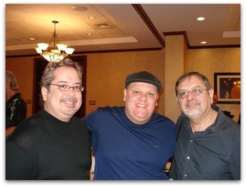 With colleagues and fellow LP artists Henry Brun and Victor Rendón.
