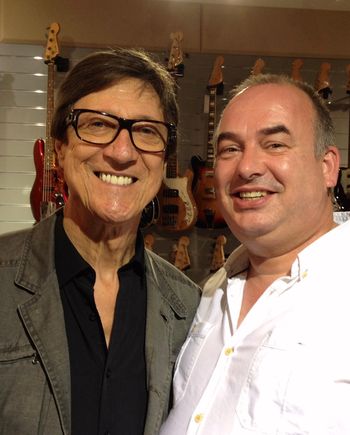 Lee Hodgson with Hank Marvin having just  video interviewed him
