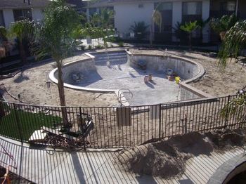 Replacement of coping and tile for a commercial pool remodel.

