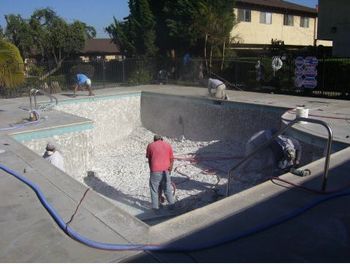 Demolition of pool plaster for a commercial pool remodel.
