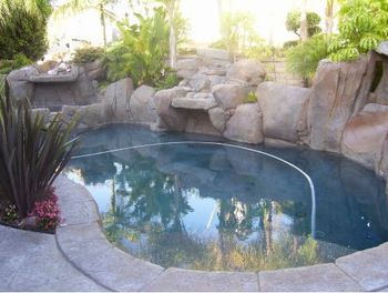 Completed new construction of pool rock formation.
