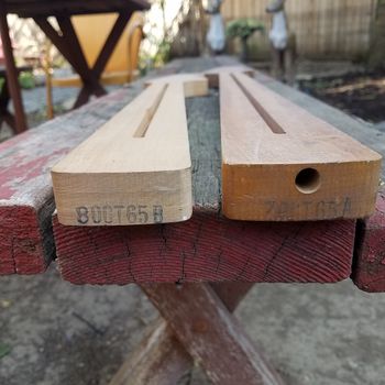 A couple of mid-1960s Fender bass neck blanks showing how early in production the date stamps were applied !
