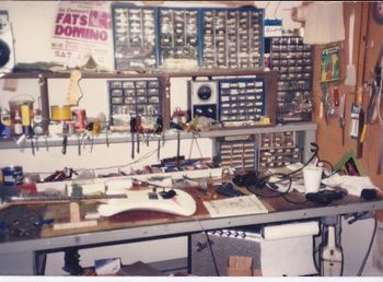 Work bench at the old location at 870 N. Main St, in Orange. The shop was there for close to 25 years prior to the move to "the barn shop ".

