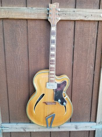 Barney Kessel's early 1950s"Roger" guitar from Germany.
