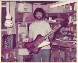 Me in the barn shop #1 out in the hills of east Orange, Ca, around 1974 with a Gibson Firebird VII that I had recently purchased at a little music studio in Las Vegas. Back then. I would scour the pawn shops, music stores and the trusty Nifty Nickel ad paper, filling up my 1972 Dodge van with cheap, cool gear while my family enjoyed the hotel pool.
