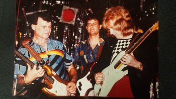 Dick Dale ( with the "Beast), Me, and Howard Leese at the "Tigers Loose " record release party.
