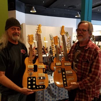 Two cool Carvin doublenecks at a Long Beach. Ca. Guitar show.
