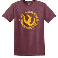 THE 40 ACRE MULE ROOTS ROCK & ROLL HEATHER MAROON T-SHIRT