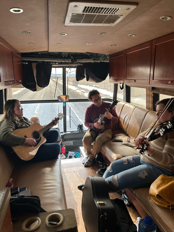 Learning a new song while we travel to our next destination
