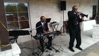 Darwin & Derwin after performing for the Gilbreath/Butler wedding reception at The Briscoe Manor
