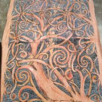 Kalong (Traditional Motif) on Tree Bark Canvas