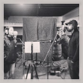 Cat and Dr Sam laying down vocals for our first album in The Balvenie distillery floor maltings
