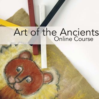Lion drawing and chalk pastels features ARTistic Pursuits, Art of the Ancients Online Course and links to Vol. 2 Streamed purchase page.