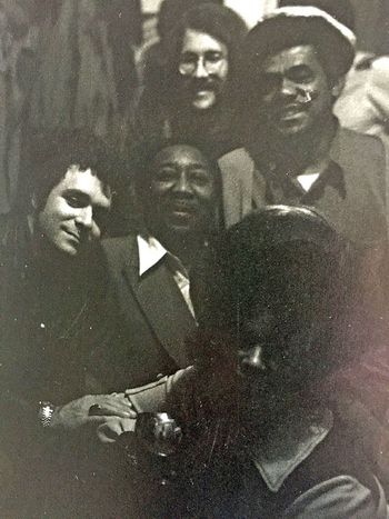 Muddy Waters, Norman Dayron, Sylvia Williams (Litttle Walter"s sister), Mark, Johnny Waters - San Francisco 1976
