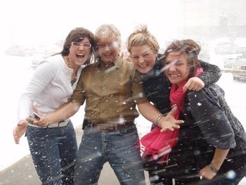 April in Red Deer, Alberta, yikes...The Blizard Girls of The Second Cup Coffee Shop in Red Deer.
