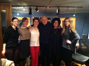 At the recording studio with three students singing on a demo for Charles Strouse, and Broadway producer Carolyn Copeland.