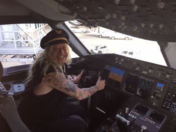 AT THE CONTROLS OF THE TP TOUR JET

