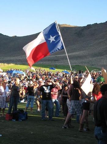 08-09-08: Raising the Texas flag in Challis
