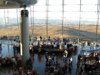 07-16-09: The enthusiastic crowd dined and danced in a breathtaking hangar that houses Air Force One above our heads.
