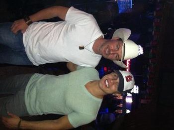 Chad with Dustin Lynch after rocking the KNIX Ugly Christmas Sweater Party
