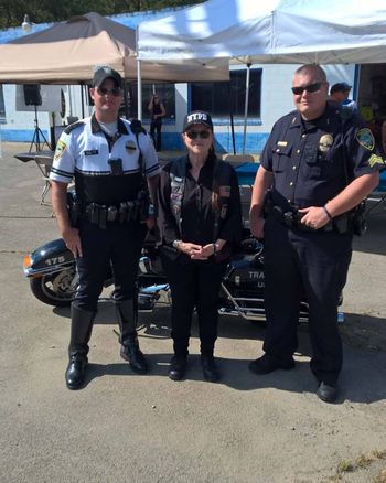 Ann with Police Officers at Memorial for Fallen Officer, Kenny Moats, Knoxville, TN

