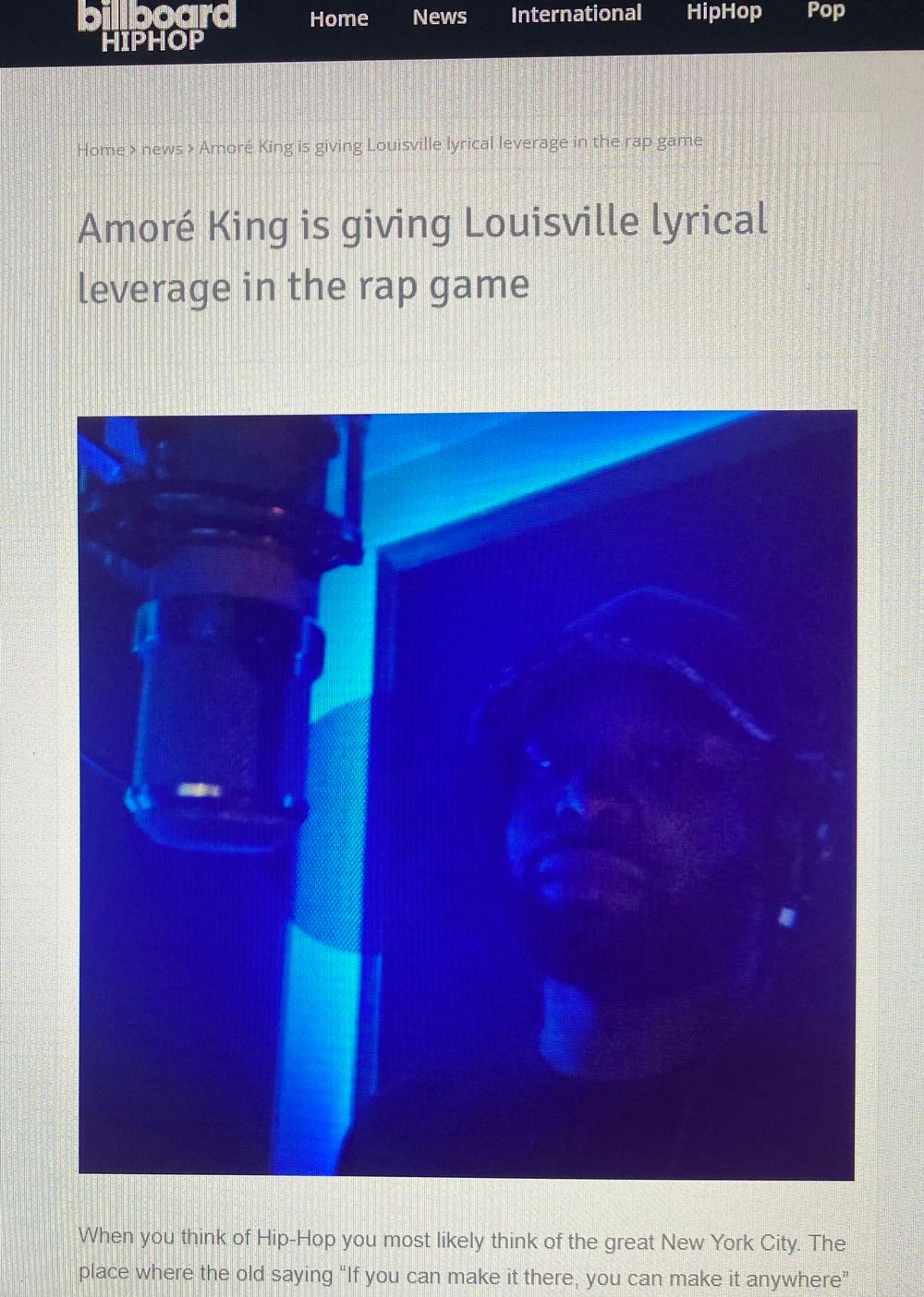 Amoré King, Billboard Hiphop, Louisville, lyrical