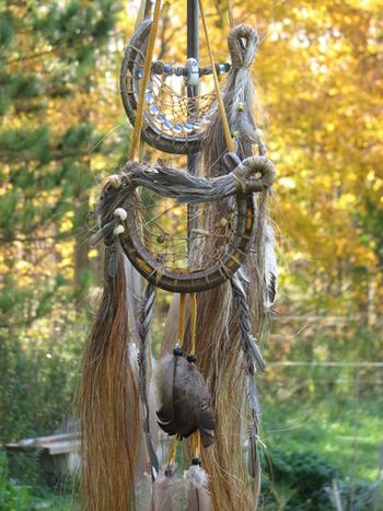 Two dream catchers made Oct 2011 for two sisters, who's horse Lady died in late summer 2011.
