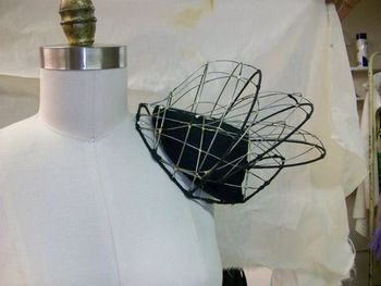 In process: welded wire armature for costume shoulders. Designed by Bob Mackie for Tina Turner.
